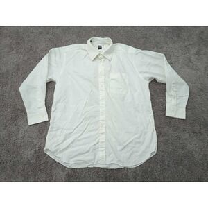 IKE Behar Button Up Shirt Mens‎ 17 White Long Sleeve Pocket Casual Business